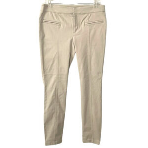 Loft Sz 8P Petite Skinny Ankle Pants Front Seams Khaki Stretch Minimalist New